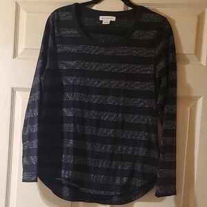 🎈Liz Claiborne Black and Gray Striped Women's Top🎈$5 Buy 4 Or More